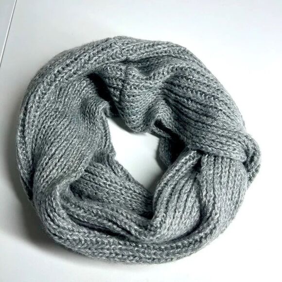 Accessories - Gray Infinity Shimmery Loop Scarf Knitted